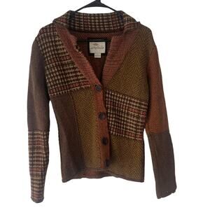 Bob Timberlake Women's Size‎ Small Academia Houndstooth Button Up Sweater